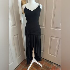 Fanny USA vintage spaghetti strap little black dress with high-low hem. Size S.